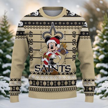 New Orleans Saints Mickey Mouse Santa Ugly Christmas Sweater