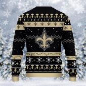 New Orleans Saints Santa Claus Ugly Christmas Sweater Back - TeeUgly