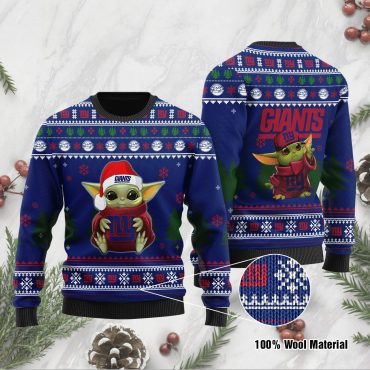New York Giants Baby Yoda Christmas Cheer Ugly Christmas Sweater