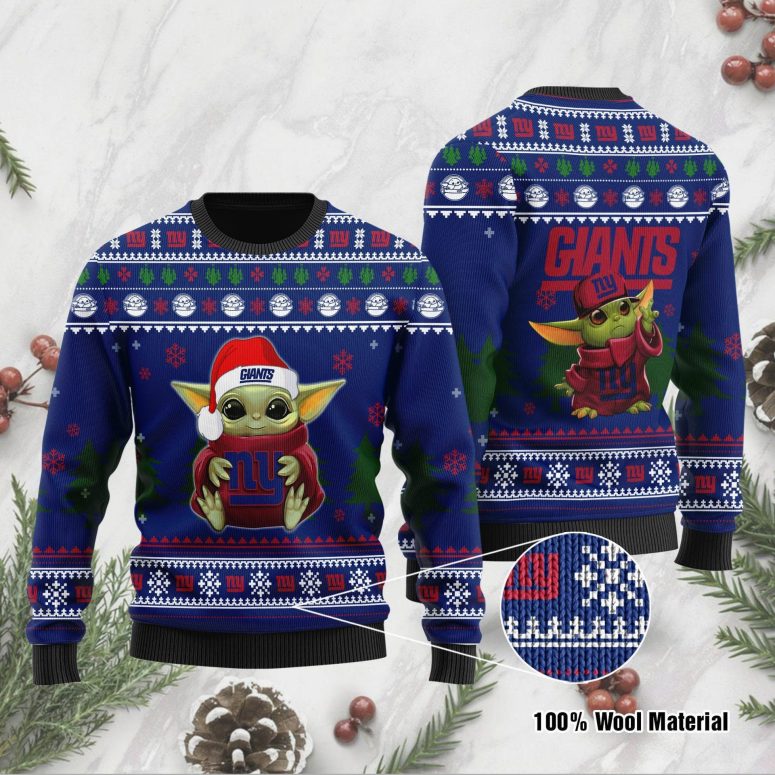 New York Giants Baby Yoda Christmas Cheer Ugly Christmas Sweater
