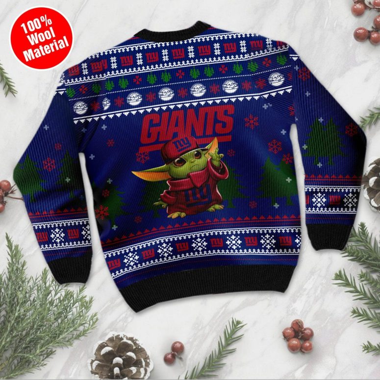 New York Giants Baby Yoda Christmas Cheer Ugly Christmas Sweater