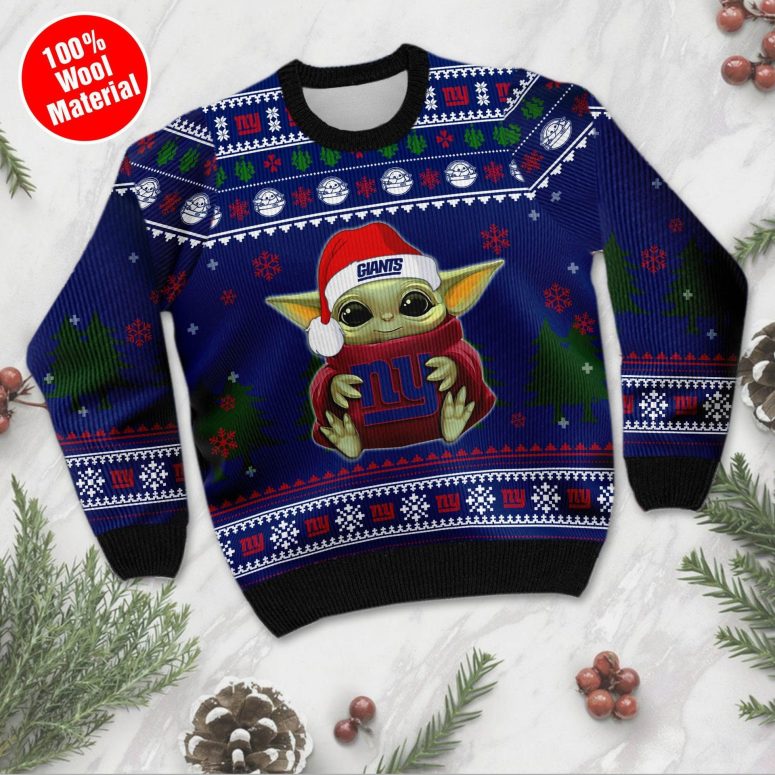 New York Giants Baby Yoda Christmas Cheer Ugly Christmas Sweater