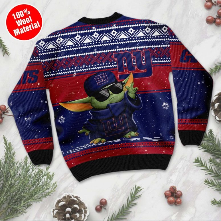 New York Giants Baby Yoda Football Fan Ugly Christmas Sweater