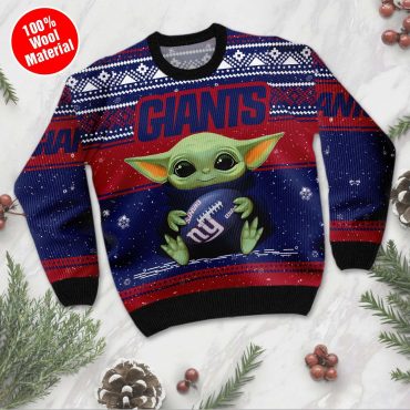 New York Giants Baby Yoda Football Fan Ugly Christmas Sweater