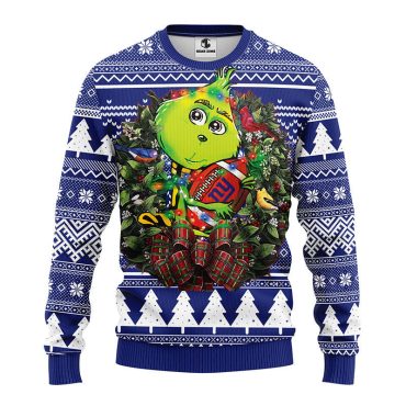New York Giants Grinch Hug Ugly Christmas Sweater
