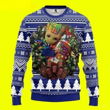New York Giants Groot Hug Ugly Christmas Sweater