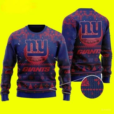 New York Giants Snowflakes and Logos Ugly Christmas Sweater