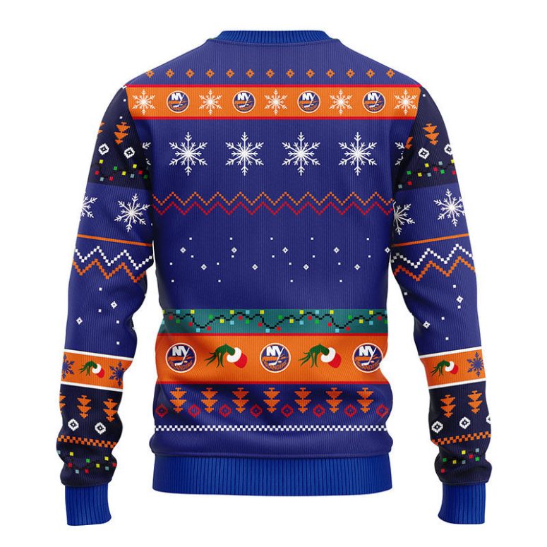 New York Islanders 12 Grinch Xmas Day Ugly Christmas Sweater