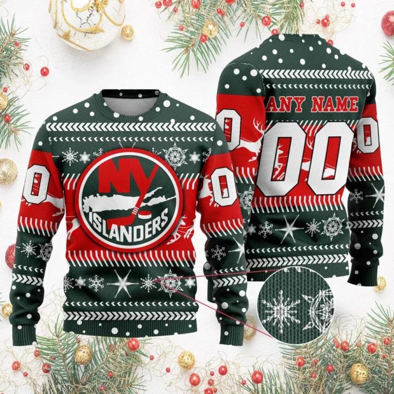 New York Islanders Personalized Name & Number Ugly Christmas Sweater