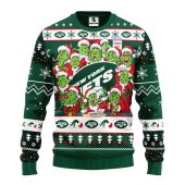 New York Jets 12 Grinch Xmas Day Ugly Christmas Sweater - TeeUgly