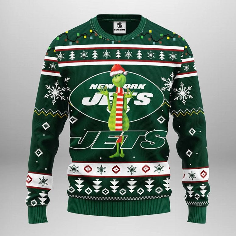 New York Jets Funny Grinch Ugly Christmas Sweater