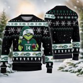 New York Jets Grinch Football Fan Ugly Christmas Sweater - TeeUgly