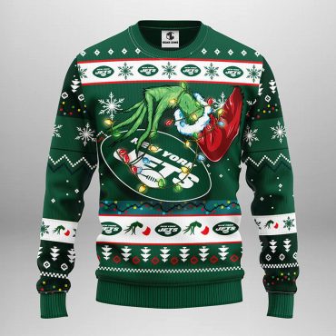New York Jets Grinch Hand Ugly Christmas Sweater