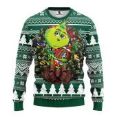 New York Jets Grinch Hug Ugly Christmas Sweater - TeeUgly