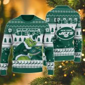 New York Jets Grinch Stolen Ugly Christmas Sweater - TeeUgly