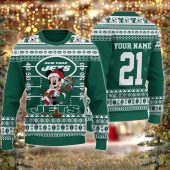 New York Jets Mickey Mouse Santa Ugly Christmas Sweater - TeeUgly