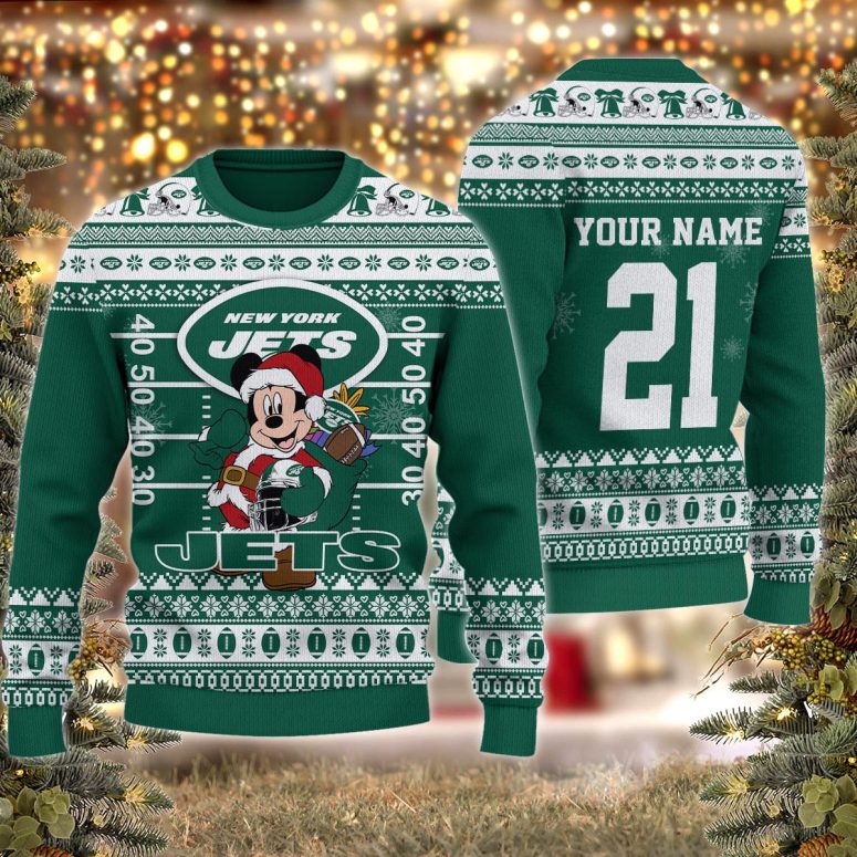 New York Jets Mickey Mouse Santa Ugly Christmas Sweater
