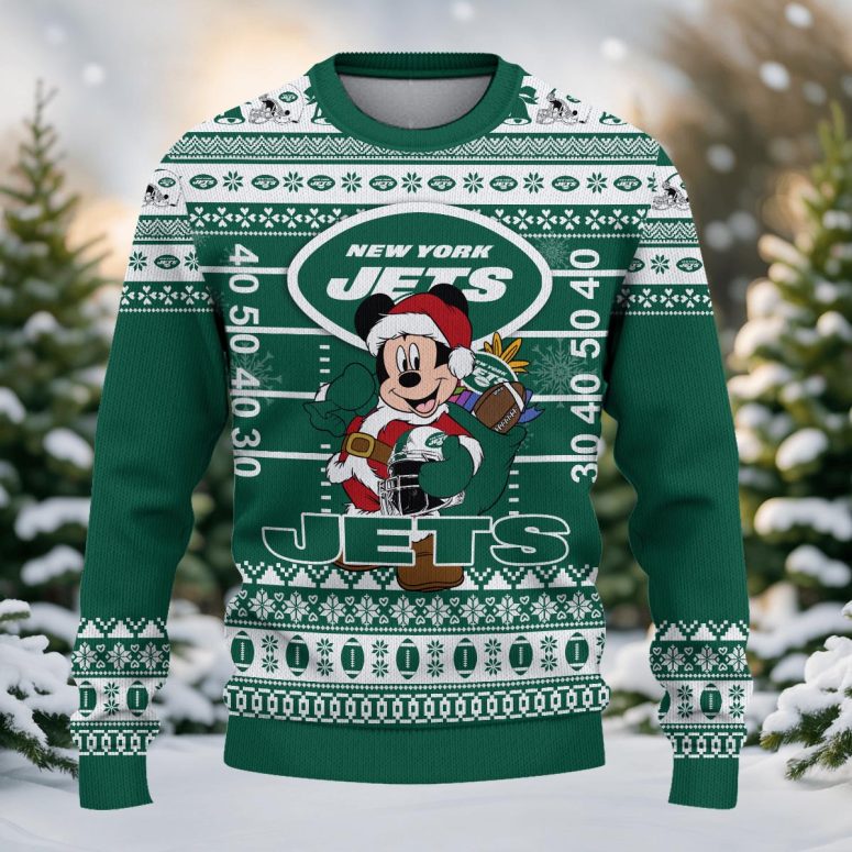 New York Jets Mickey Mouse Santa Ugly Christmas Sweater