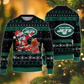 New York Jets Santa Claus Ugly Christmas Sweater - TeeUgly