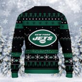 New York Jets Santa Claus Ugly Christmas Sweater Left - TeeUgly