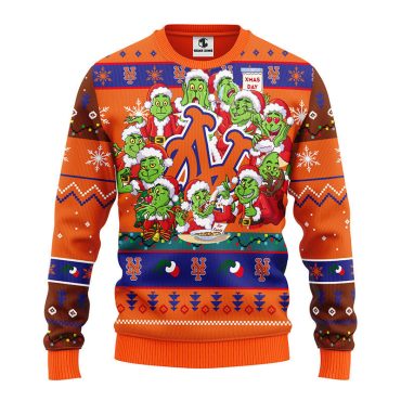 New York Mets 12 Grinch Xmas Day Ugly Christmas Sweater
