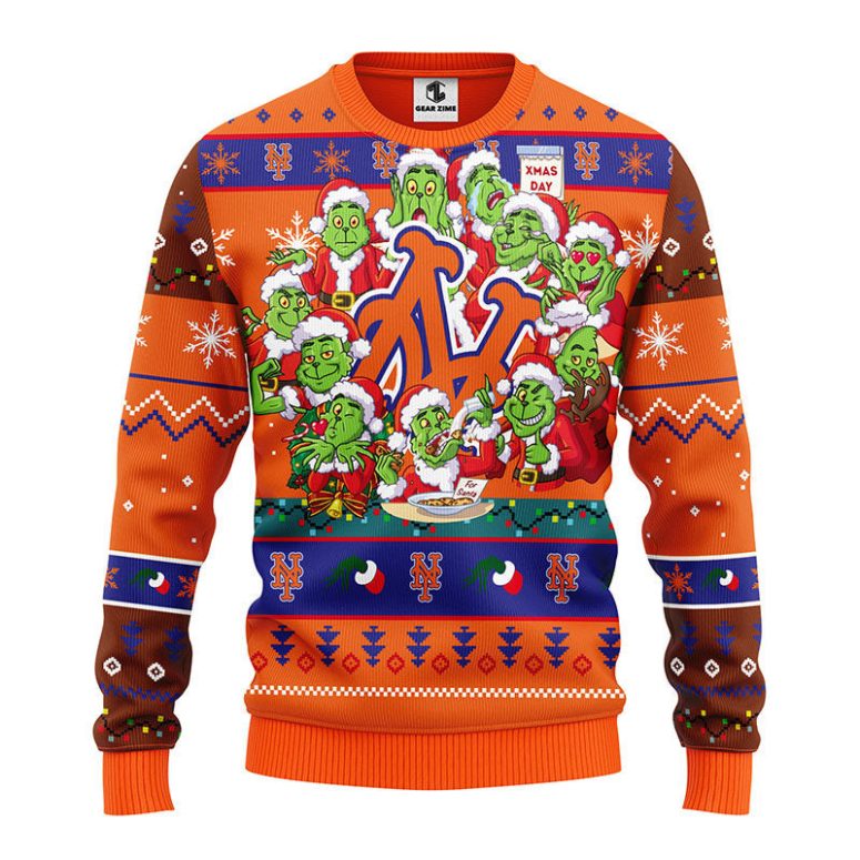 New York Mets 12 Grinch Xmas Day Ugly Christmas Sweater