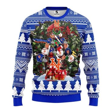 New York Mets Christmas Tree Baseball Ugly Christmas Sweater