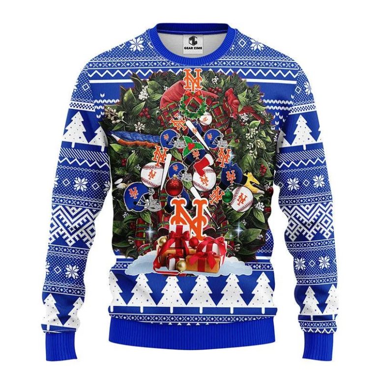 New York Mets Christmas Tree Baseball Ugly Christmas Sweater