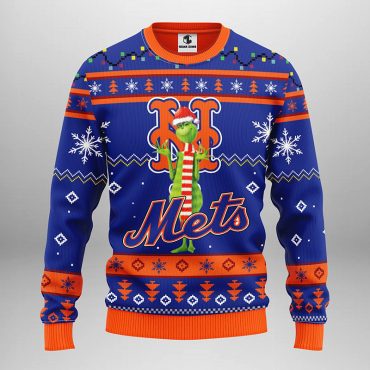 New York Mets Funny Grinch Ugly Christmas Sweater