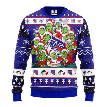 New York Rangers 12 Grinch Xmas Day Ugly Christmas Sweater