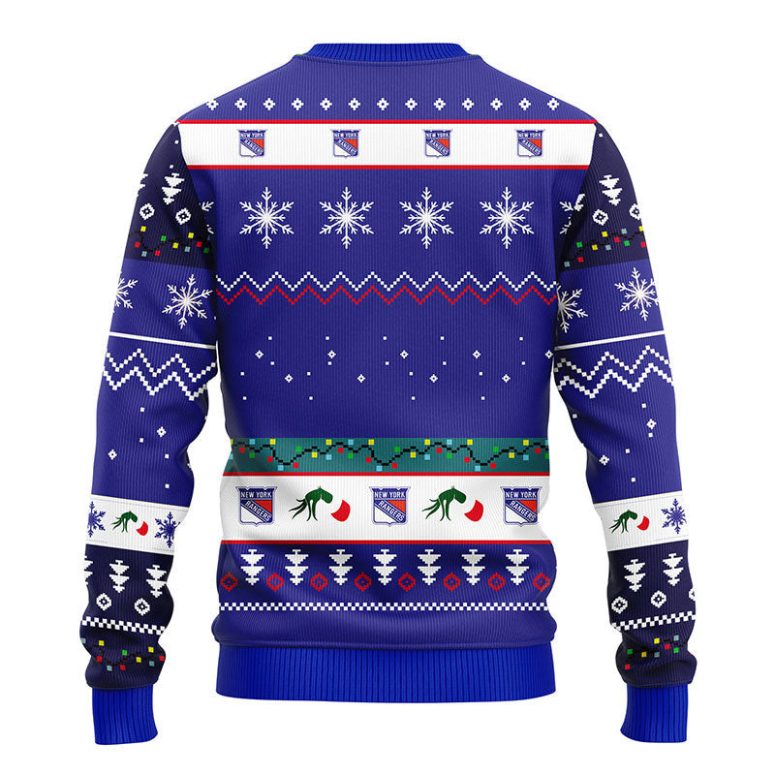 New York Rangers 12 Grinch Xmas Day Ugly Christmas Sweater