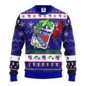 New York Rangers Grinch Hand Ugly Christmas Sweater - TeeUgly