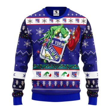 New York Rangers Grinch Hand Ugly Christmas Sweater