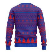 New York Rangers Grinch Hug Ugly Christmas Sweater Back - TeeUgly