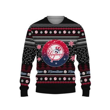 New York Yankees Christmas Baseball Snowfall Ugly Christmas Sweater