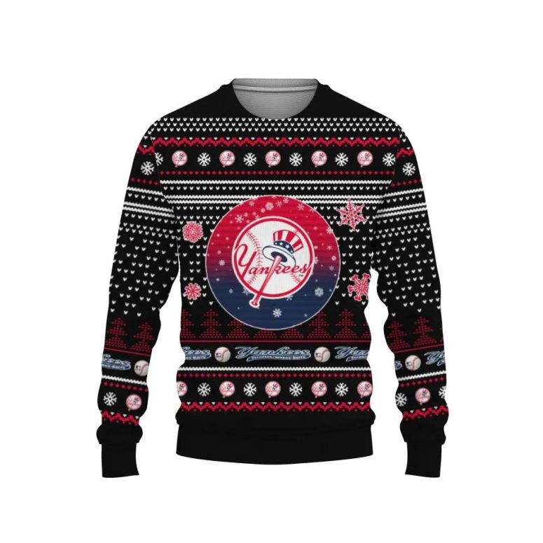 New York Yankees Christmas Baseball Snowfall Ugly Christmas Sweater