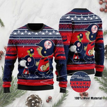 New York Yankees Snoopy Baseball Holiday Ugly Christmas Sweater