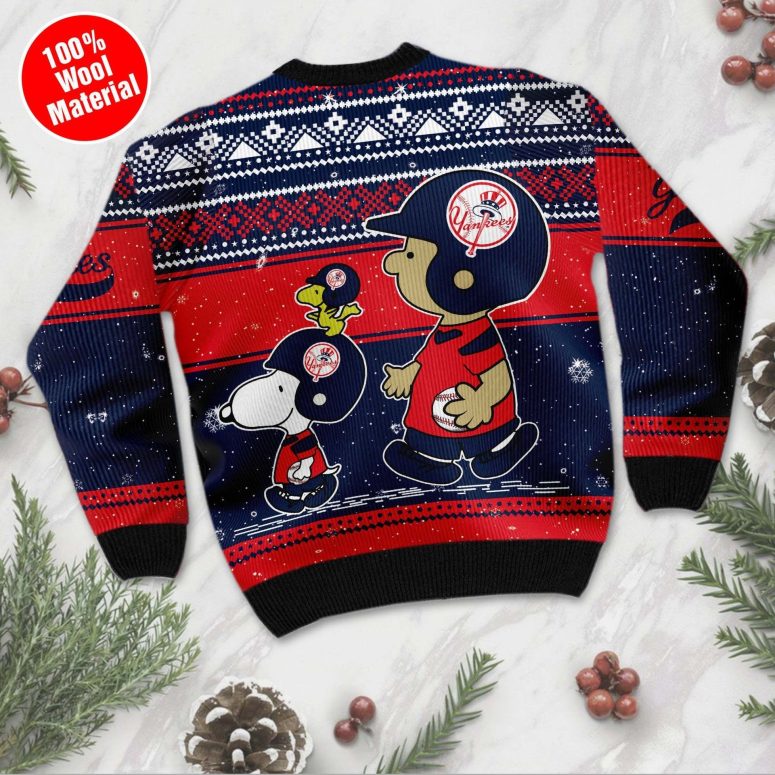 New York Yankees Snoopy Baseball Holiday Ugly Christmas Sweater