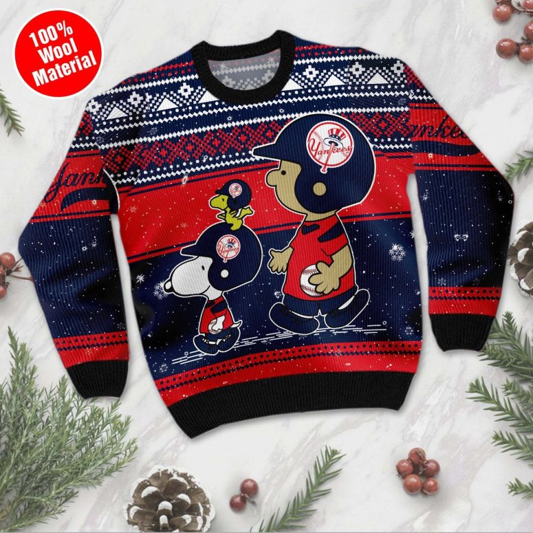 New York Yankees Snoopy Baseball Holiday Ugly Christmas Sweater