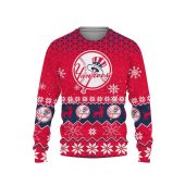 New York Yankees Snowflakes and Reindeer Holiday Ugly Christmas Sweater