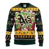 Oakland Athletics 12 Grinch Xmas Day Ugly Christmas Sweater - TeeUgly