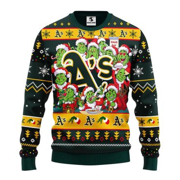 Oakland Athletics 12 Grinch Xmas Day Ugly Christmas Sweater