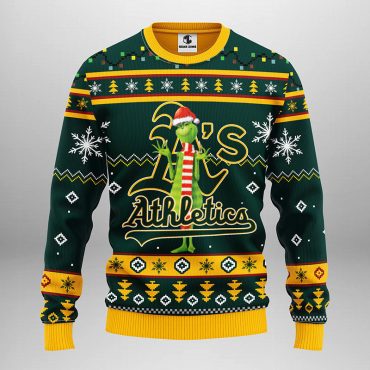 Oakland Athletics Funny Grinch Ugly Christmas Sweater