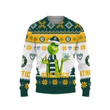 Oakland Athletics Grinch Christmas Holiday Ugly Christmas Sweater