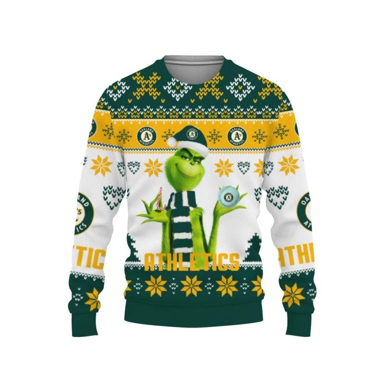 Oakland Athletics Grinch Christmas Holiday Ugly Christmas Sweater