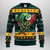 Oakland Athletics Grinch Hand Ugly Christmas Sweater - TeeUgly