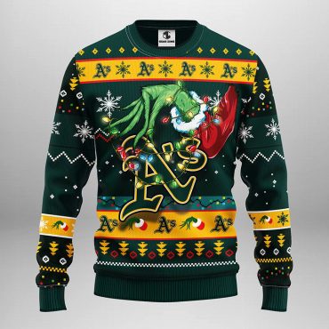 Oakland Athletics Grinch Hand Ugly Christmas Sweater