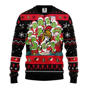 Ottawa Senators 12 Grinch Xmas Day Ugly Christmas Sweater