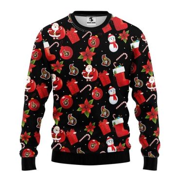 Ottawa Senators Santa Claus Snowman Ugly Christmas Sweater