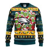 Philadelphia Eagles 12 Grinch Xmas Day Ugly Christmas Sweater - TeeUgly